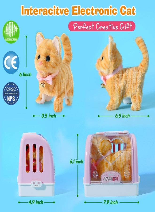 WorWoder 15PC Robot Plush Electronic Interactive Cats That Move and Meow Walking Wagging Lifelike Stuffed Kitten Toy pet for Girls Kid Parts(Yellow) - Image 3